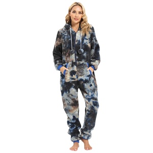 Nuovo Tie-Dye addensare caldo peluche Casual un pezzo vestito donna pigiama casa indossare pigiama in pile - Product Image 5