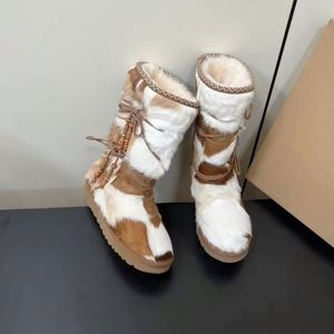Bottes de luxe pour hommes, en fourrure, mi-mollet, chaudes, imperméables, à lacets, style workwear, décontractées, pour l'extérieur, hiver et été - Product Image 2