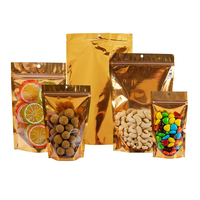 Sachets Doypack en Feuille d'Aluminium avec Fermeture Zip Mylar Métallisé Doré pour Emballage Alimentaire, Commande Minimum 100 Pièces