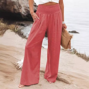 <span class=keywords><strong>Pantaloni</strong></span> da <span class=keywords><strong>donna</strong></span> in <span class=keywords><strong>lino</strong></span> <span class=keywords><strong>misto</strong></span> di cotone Casual su misura con gamba larga larga larga e leggera - Product Image 3
