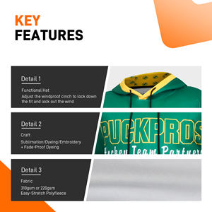 เสื้อฮู้ดฮอกกี้แบบกำหนดเอง ยูนิเซ็กซ์ ผลิตจากวัสดุรักษ์โลก ชุดกีฬา 95% โพลีเอสเตอร์+5% สแปนเด็กซ์ บริการ OEM ปัก พิมพ์ แห้งเร็ว - Product Image 3