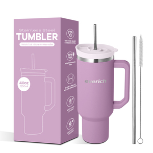40oz Tumbler <strong>with</strong> Handle <strong>Straw</strong> Lid Leakproof Dishwasher Safe Insulated Stainless Steel Travel Coffee Mug Fits in Car <strong>Cup</strong> Holder