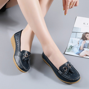Mocassins en cuir pour femmes, chaussures décontractées à bout rond, chaussures plates pour la conduite, chaussures pour femmes - Product Image 2
