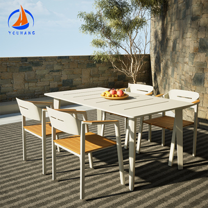 Venta caliente Mesa de jardín Sillas de patio impermeables nórdicas de alta calidad Mesa de proveedor de aluminio y cuatro sillas de jardín - Product Image 1