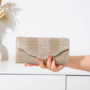 Bolso de Noche Mini para Mujer con Brillo y Cadena, Diseño Elegante y Plisado, de Lujo, para Novia, Marca Bell Wholesale - Product Image 1