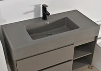 Ensemble de meubles de salle de bain minimaliste, résistant à l'eau et écologique, avec miroir LED mural, pour salles de bain de style farmhouse et d'appartement