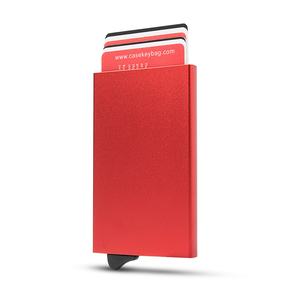 Porte-cartes intelligent Casekey Ultra Slim en acier inoxydable avec bouton coulissant pour blocage RFID, épaisseur 9 mm, capacité 5-6 cartes bancaires/de crédit, idéal pour les voyages - Product Image 1