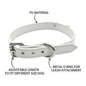 Accesorios para gatos, collar de <span class=keywords><strong>perro</strong></span> de cuero duradero vegano PU con diseño de cocodrilo para gatos y perros con etiqueta de nombre de Metal - Product Image 2
