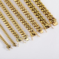 Chaîne en bambou en acier inoxydable 6-14MM plaquée or 14 carats, tendance géométrique, collier hip-hop, bracelet unisexe