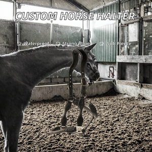 Al por mayor: Cabestro para caballo estilo western con logotipo personalizado, de cuero impermeable, verde, con mini forro polar, y cuerda de cabresto. - Product Image 2