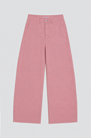 Jean ample rose poudré teint en pièce pour femme avec poches utilitaires, pantalon en denim long et décontracté, pantalon tendance pour femme