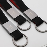 Porte-clés de voiture rectangulaire en cuir PU avec tête en alliage métallique gravée, écologique, de haute qualité, personnalisé, vente en gros LBR