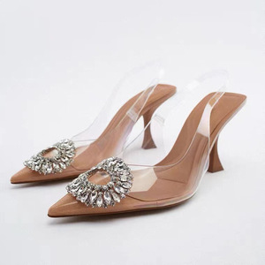 Factory Wholesale Quality Women's Rhinestones Fine High Heels Glass With Bridal Shoes - Product Image 1