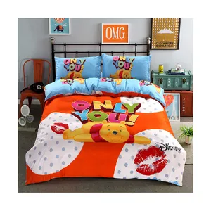 Wholesale beddings queen size bed-High Quality Famous Brand Cute Cartoon 3D Printed 100% Cotton Bedsheets 3pcs Bedding Set Comforter Bed Sheet Cover For Kids