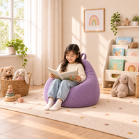 Fauteuil pouf confortable en velours côtelé en forme de larme, fauteuil canapé moelleux avec housse amovible et lavable, meuble compressé sous vide pour enfants