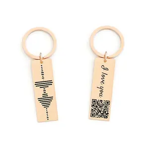 Gift for Him Father's Day Gift Soundwave Keychain with QR Code Soundwave Art QR Code mini voice recorder keychain