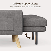 Canapé-lit futon moderne avec dossier inclinable réglable, accoudoirs amovibles, longueur extensible, idéal pour salon et hôtel