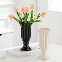 Vase en céramique chinoise de style crème de l'Est, motif pétale de lys français, pour fleurs hydroponiques, design moderne et simple, émail coloré, pour table et maison