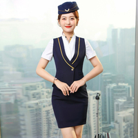 Vente en gros de logo personnalisé couleur uniforme de compagnie aérienne robe d'hôtesse de l'air personnel de cabine uniforme d'agent de bord pour les femmes
