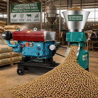Machine à granulés d'aliments pour volailles à moteur diesel, entraînée par prise de force, moulin à aliments pour animaux 200-500 kg/h, pelletiseur pour porcs, bovins, moutons, usage agricole, CE