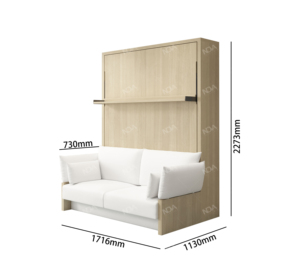 Нова, портативная Экономия пространства, настенная кровать, раскладная мебель для спальни, натуральный цвет, королева, меламиновые Каркасы для кровати с набором диванов - Product Image 6