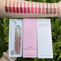Maquillage Lèvres Femme Rouge à Lèvres Liquide 135 Couleurs avec Kit Crayon Lèvres Anti-Transfert Vegan Mat Étiquette Privée