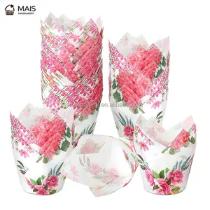 MaisBakery manufacture disposable grease proof colors flower tulip cupcake liners paper tulip muffin cases cupcake wrapper