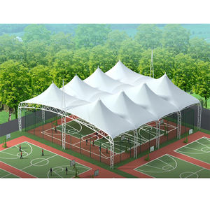 Structure en acier, toit en membrane tendue, couverture de terrain de basket-ball, structures tensiles pour stades, toit d'ombrage pour aire de jeux scolaire - Product Image 1