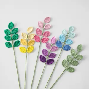 Festival Gift Hand-knitting Preserved Flowers Crochet Eucalyptus Leaf Diy Wool Bouquet Decorative Leaves Finished Product