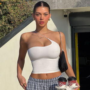 Halter Crop Top Solid Color Ribbed Tank for <b>Women</b> Y2K Baddie Style Basic <b>Vest</b> Summer Top - Product Image 1