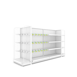 RUNDA Présentoir <span class=keywords><strong>d</strong></span>'épicerie double face Étagère de supermarché légère en métal et <span class=keywords><strong>bois</strong></span> pour usage en <span class=keywords><strong>magasin</strong></span> - Product Image 2