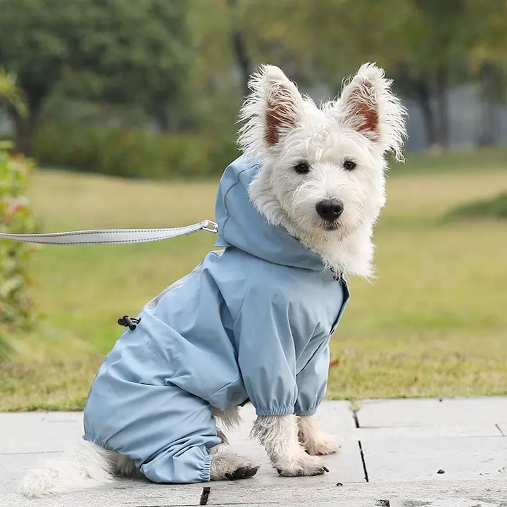 Pet köpek giyim yağmur geçirmez nefes yansıtıcı giysi köpek dört bacaklı yağmurluk kedi köpek malzemeleri