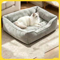 Coussin de canapé pour chien de luxe, portable, pliable, rectangulaire, en peluche, rafraîchissant pour l'été, avec housse amovible à motif de dessin animé, pour animaux de compagnie