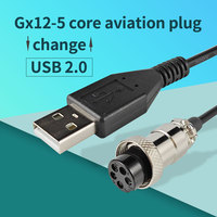 Cable de Aviación USB 2.0 AM a GX12 M12 de 4 Pines Hembra, Cable USB a GX12 de 4P 5P, Arnés de Cableado