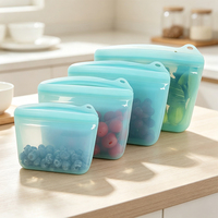 Sac de conservation alimentaire en silicone réutilisable, grande ouverture, fermeture éclair, 2000 ml, capacité multiple, logo personnalisé, emballage couleur, OEM ODM
