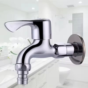 <span class=keywords><strong>Robinet</strong></span> d'eau mural en acier inoxydable au design moderne 1/2 po pour lavabo et machine à laver avec poignée en plastique et zinc - Product Image 1