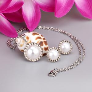 New Arrivals Gold Plated Women Circle <b>Necklace</b> Earrings <b>Sets</b> Elegant Stainless Steel <b>Pearl</b> Jewelry <b>Sets</b> - Product Image 6