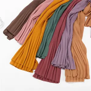 Manufacturer Supplier China Cheap Hijab Women's Chiffon Pleated Hijab Scarf