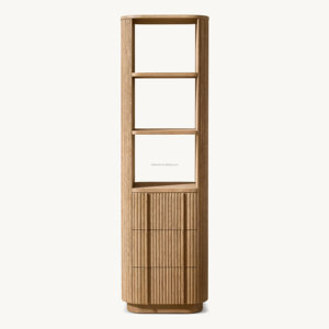 Mobile <span class=keywords><strong>bagno</strong></span> alto Sovereign in rovere, mobiletto porta biancheria scanalato per lussuoso <span class=keywords><strong>bagno</strong></span> con doccia, ripiano stretto per lavabo, mobiletto laterale - Product Image 3