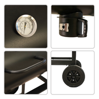 590 pieds carrés Barbecue au charbon de bois avec zone de cuisson grillagée, grills au charbon de bois en forme de baril avec table latérale pour l'extérieur, la cour, la terrasse et les fêtes