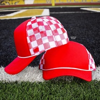 Casquette de sport d'extérieur 5 panneaux en stock avec logo personnalisé pour femmes et hommes, en mousse et maille, à carreaux, style OTTO Trucker