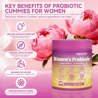 Gommes probiotiques féminines avec supplément de gommes à l'orme glissante pour femmes Équilibre du pH, probiotiques vaginaux Soutien et système immunitaire