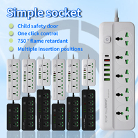 Multiprise électrique universelle 10A 2500W avec 5 ports USB et protection contre les surtensions