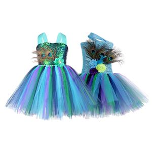 Recién llegado, falda de tutú esponjosa de pavo real para niñas y niños <span class=keywords><strong>con</strong></span> tocado, disfraz de <span class=keywords><strong>Carnaval</strong></span> - Product Image 2