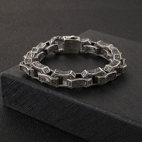 Bracelets pour hommes en acier inoxydable noir punk sculpté de style motard vintage, design géométrique plaqué or rose pour la culture de rue