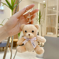 Porte-clés pendentif ours en peluche super doux et mignon, effet lavé, avec foulard, finition vernie UV, cadeau d'anniversaire, anti-stress, pour couple, pour sac