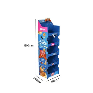 Пользовательские 4 яруса поп-пол розничный магазин товаров витрины для конфет картофельные чипсы стеллаж картонный напольный дисплей