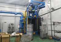 Système de convoyeur de machine de sablage Taisheng 2x7,5 kW avec contrôle PLC pour le nettoyage des composants structurels, efficacité à double crochet