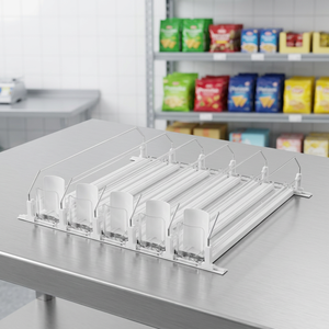 Poussoir de rayonnage à ressort à largeur personnalisable pour l'affichage de l'eau en bouteille et des boissons gazeuses - Product Image 6