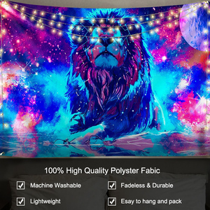 <span class=keywords><strong>Tapisserie</strong></span> <span class=keywords><strong>murale</strong></span> abstraite personnalisée motif Hippie, Lion, <span class=keywords><strong>espace</strong></span>, psychédélique, pour la décoration de la maison, 2020 - Product Image 2
